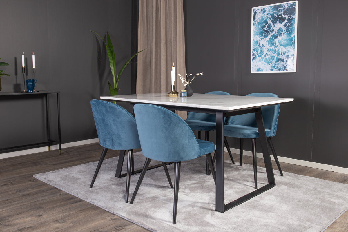 Estelle Matbord med Velvet Stolarna – Bord: 74,5x140x90 Stol: 57x76,5x50