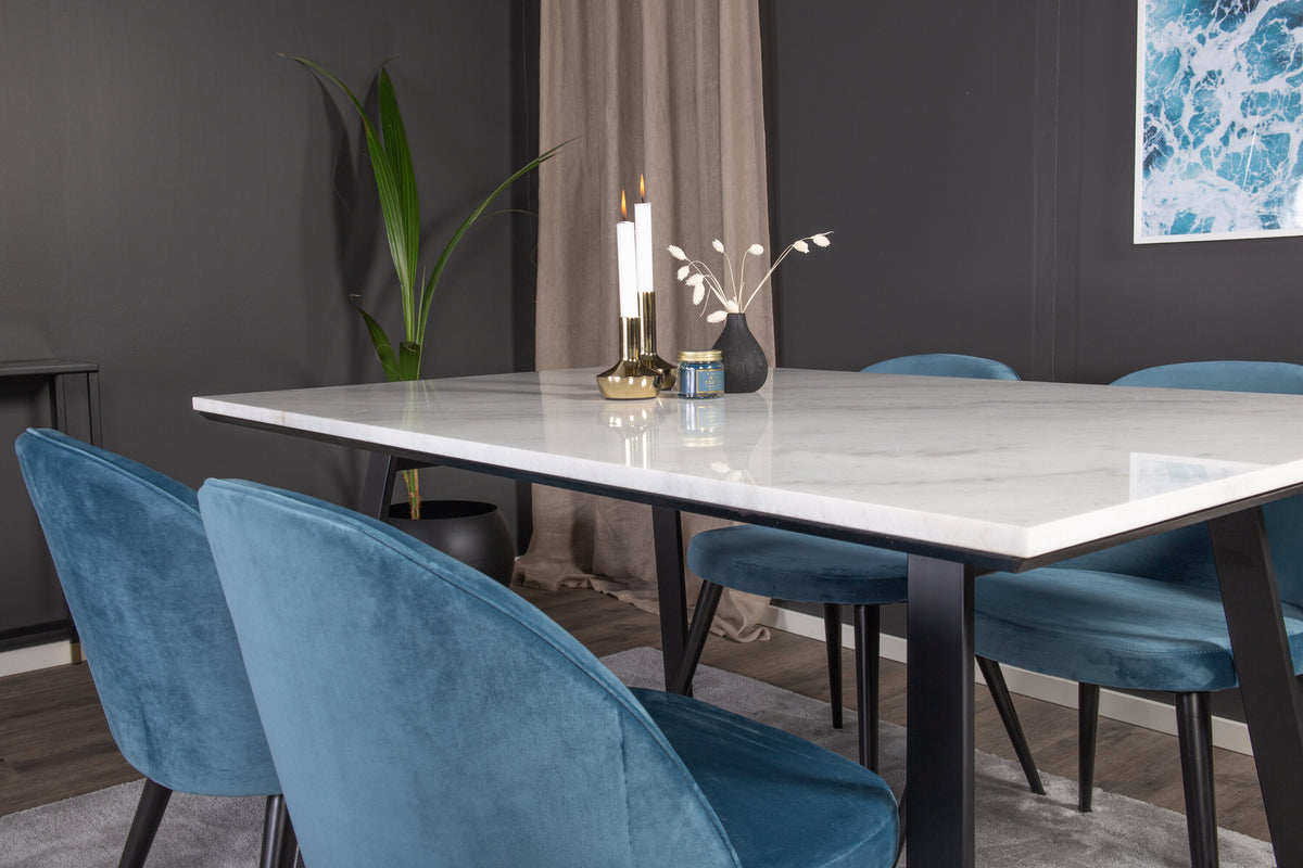Estelle Matbord med Velvet Stolarna – Bord: 74,5x140x90 Stol: 57x76,5x50