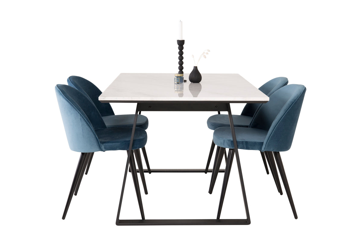 Estelle Matbord med Velvet Stolarna – Bord: 74,5x140x90 Stol: 57x76,5x50