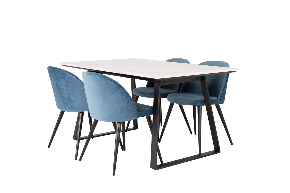 Estelle Matbord med Velvet Stolarna – Bord: 74,5x140x90 Stol: 57x76,5x50