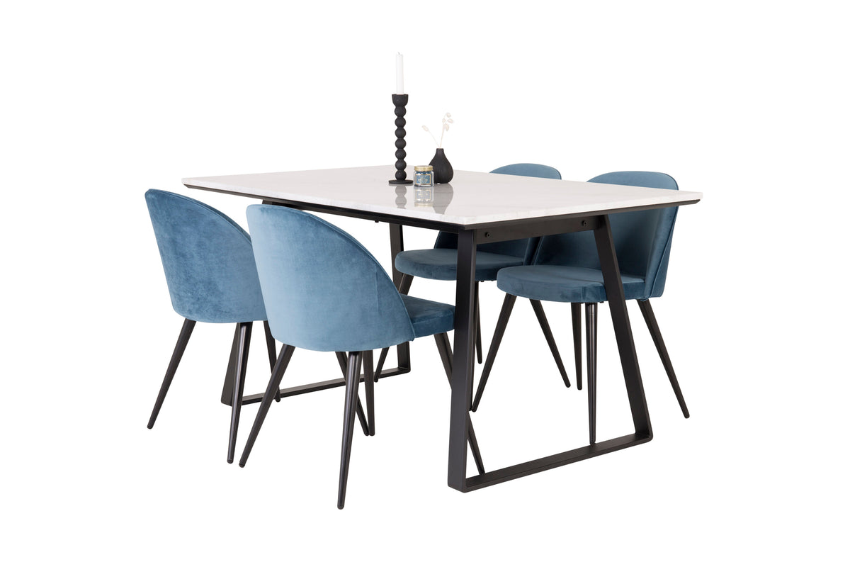 Estelle Matbord med Velvet Stolarna – Bord: 74,5x140x90 Stol: 57x76,5x50