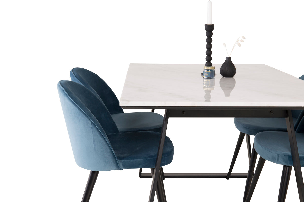 Estelle Matbord med Velvet Stolarna – Bord: 74,5x140x90 Stol: 57x76,5x50