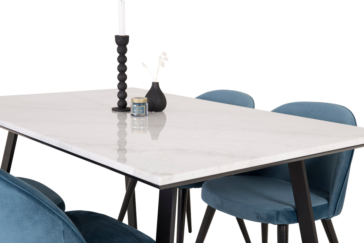 Estelle Matbord med Velvet Stolarna – Bord: 74,5x140x90 Stol: 57x76,5x50