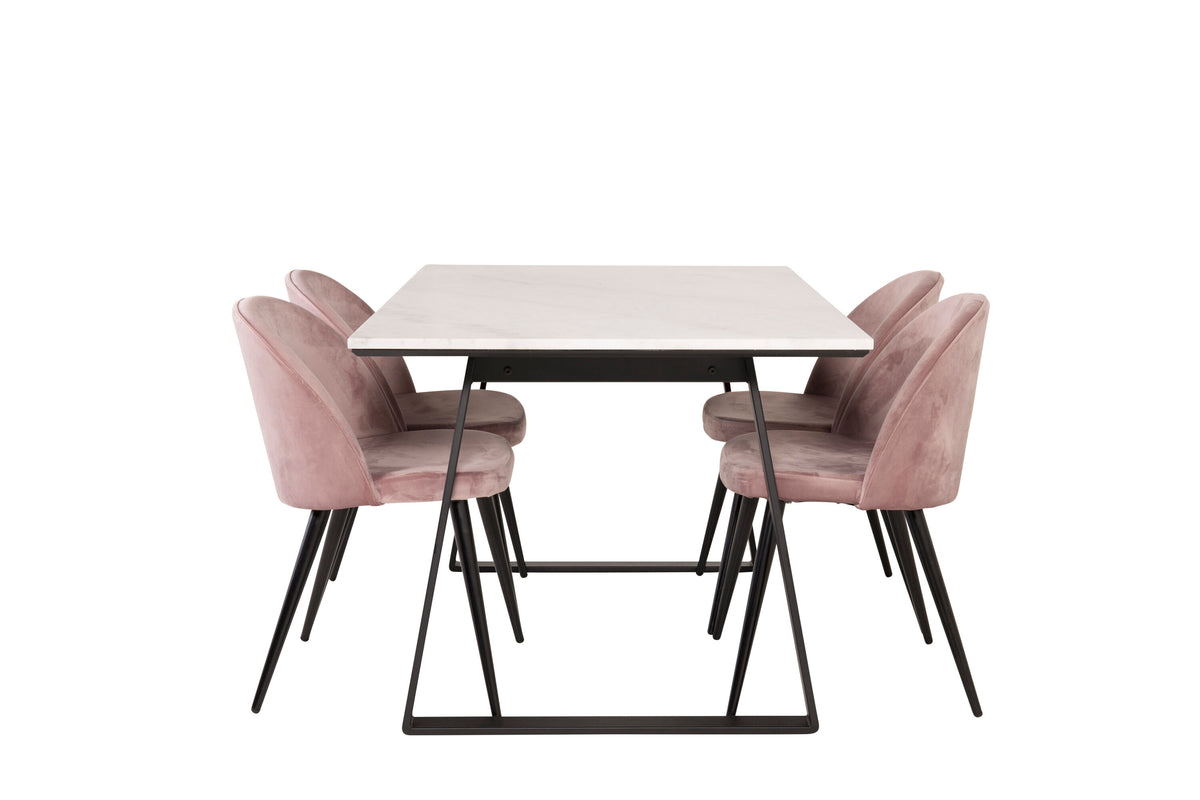 Estelle Matbord med Velvet Stolarna – Bord: 74,5x140x90 Stol: 57x76,5x50