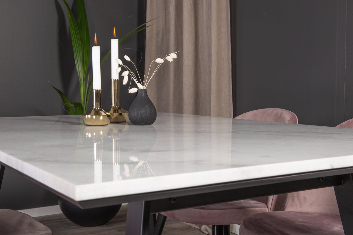 Estelle Matbord med Velvet Stolarna – Bord: 74,5x140x90 Stol: 57x76,5x50