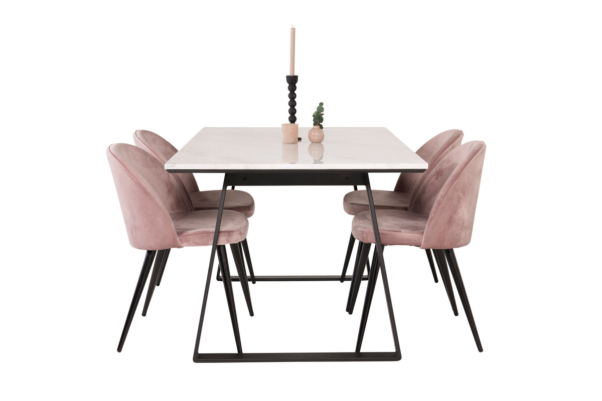 Estelle Matbord med Velvet Stolarna – Bord: 74,5x140x90 Stol: 57x76,5x50