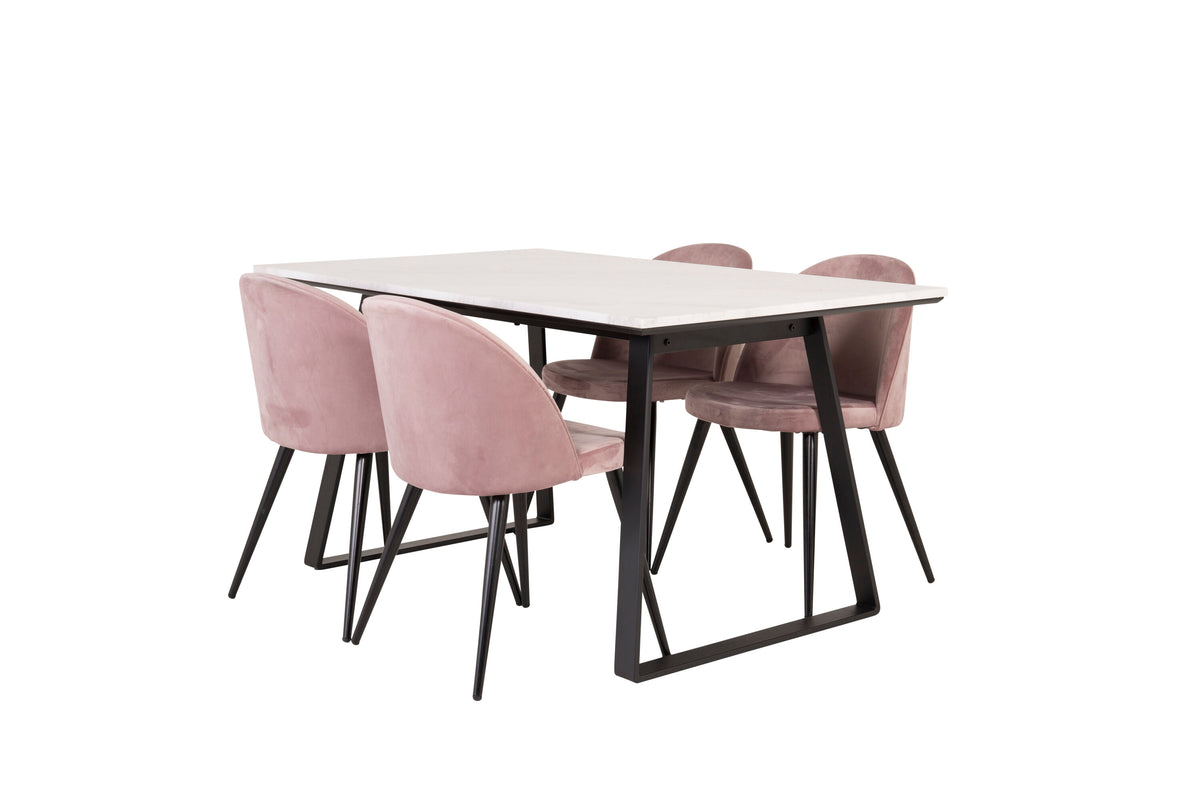 Estelle Matbord med Velvet Stolarna – Bord: 74,5x140x90 Stol: 57x76,5x50