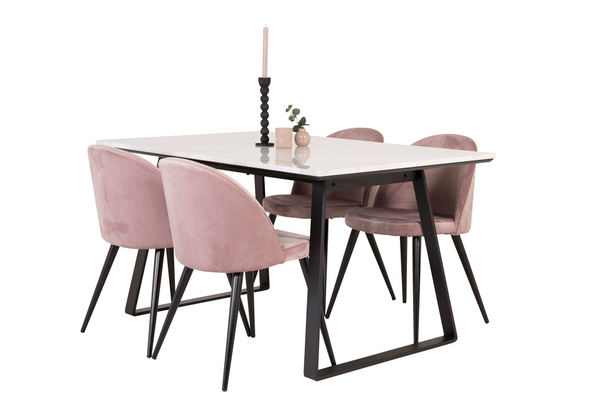 Estelle Matbord med Velvet Stolarna – Bord: 74,5x140x90 Stol: 57x76,5x50