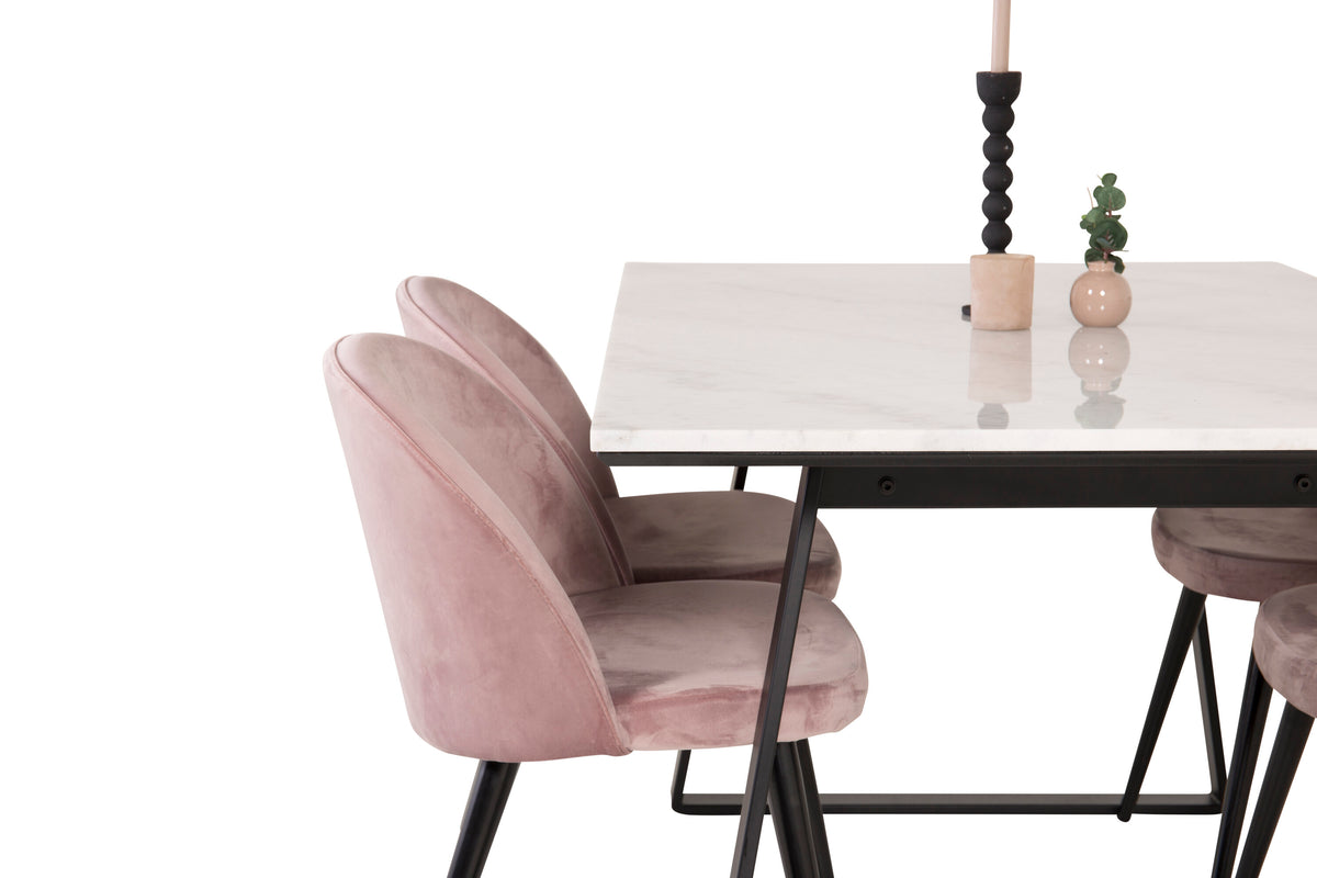 Estelle Matbord med Velvet Stolarna – Bord: 74,5x140x90 Stol: 57x76,5x50