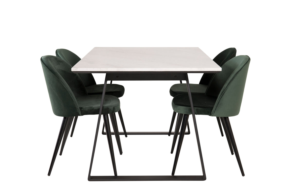 Estelle Matbord med Velvet Stolarna – Bord: 74,5x140x90 Stol: 57x76,5x50