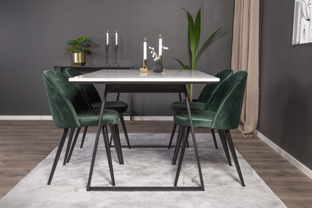 Estelle Matbord med Velvet Stolarna – Bord: 74,5x140x90 Stol: 57x76,5x50