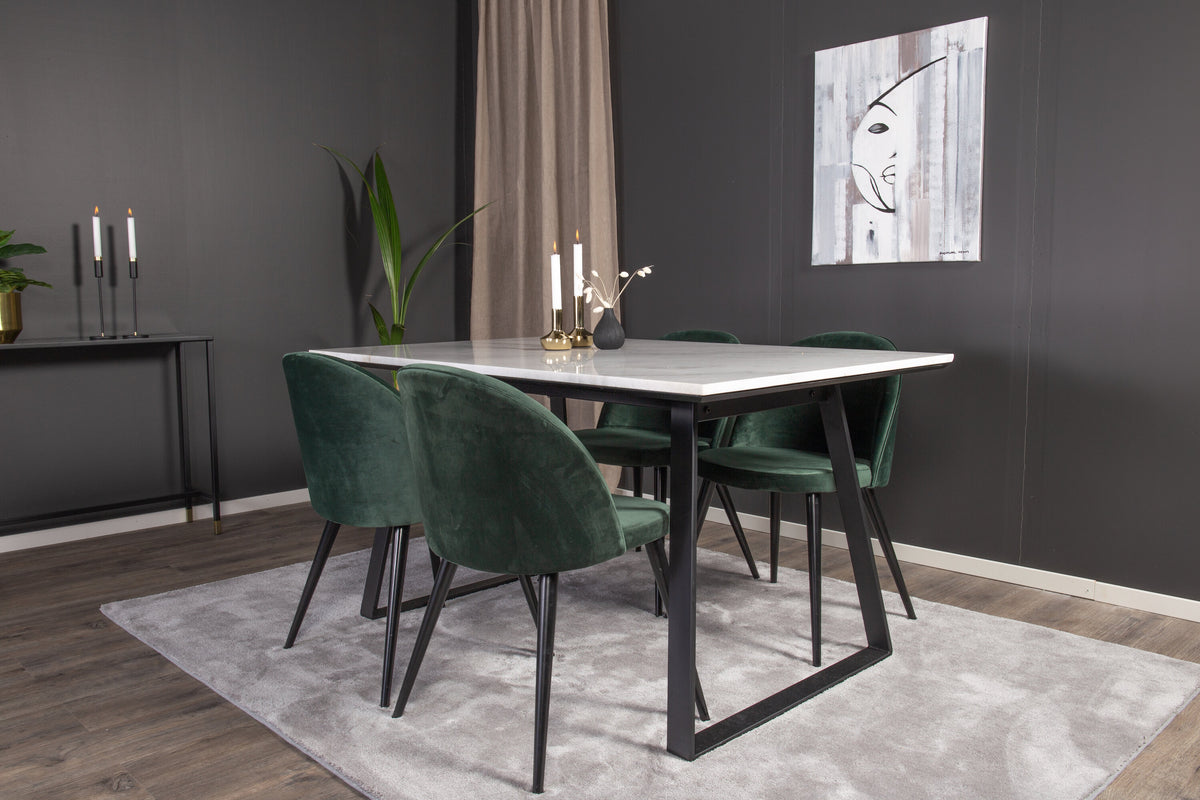 Estelle Matbord med Velvet Stolarna – Bord: 74,5x140x90 Stol: 57x76,5x50