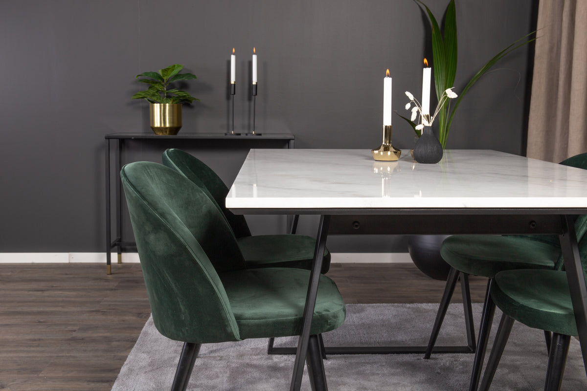 Estelle Matbord med Velvet Stolarna – Bord: 74,5x140x90 Stol: 57x76,5x50