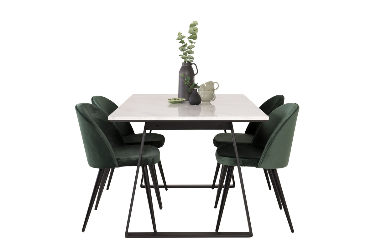 Estelle Matbord med Velvet Stolarna – Bord: 74,5x140x90 Stol: 57x76,5x50