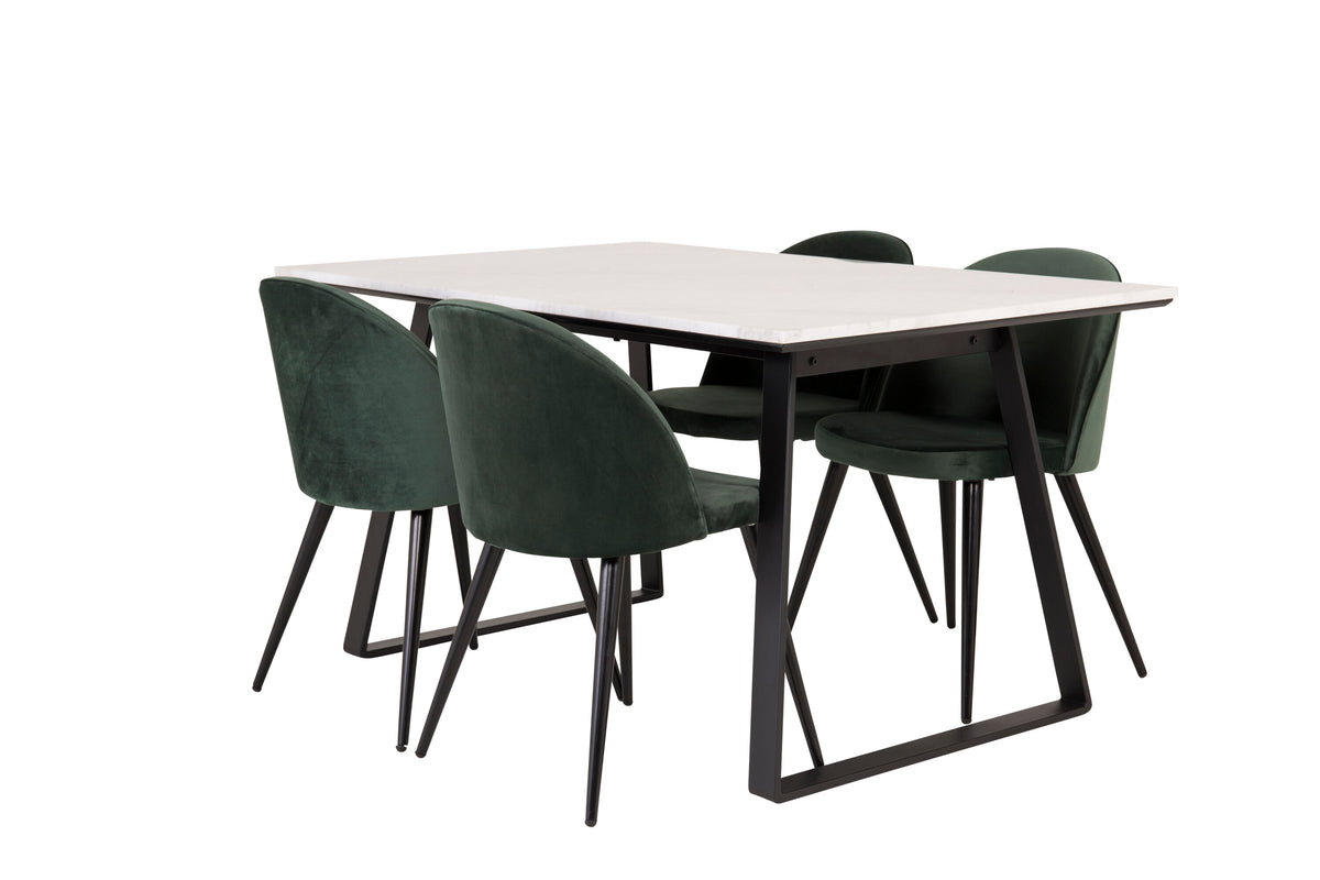 Estelle Matbord med Velvet Stolarna – Bord: 74,5x140x90 Stol: 57x76,5x50