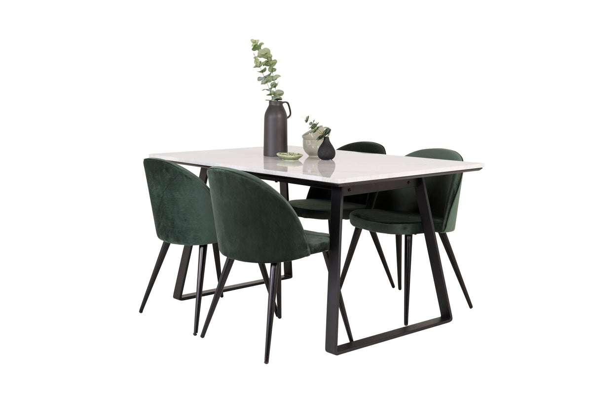 Estelle Matbord med Velvet Stolarna – Bord: 74,5x140x90 Stol: 57x76,5x50