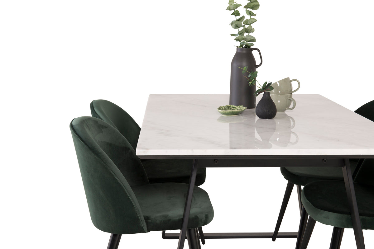 Estelle Matbord med Velvet Stolarna – Bord: 74,5x140x90 Stol: 57x76,5x50