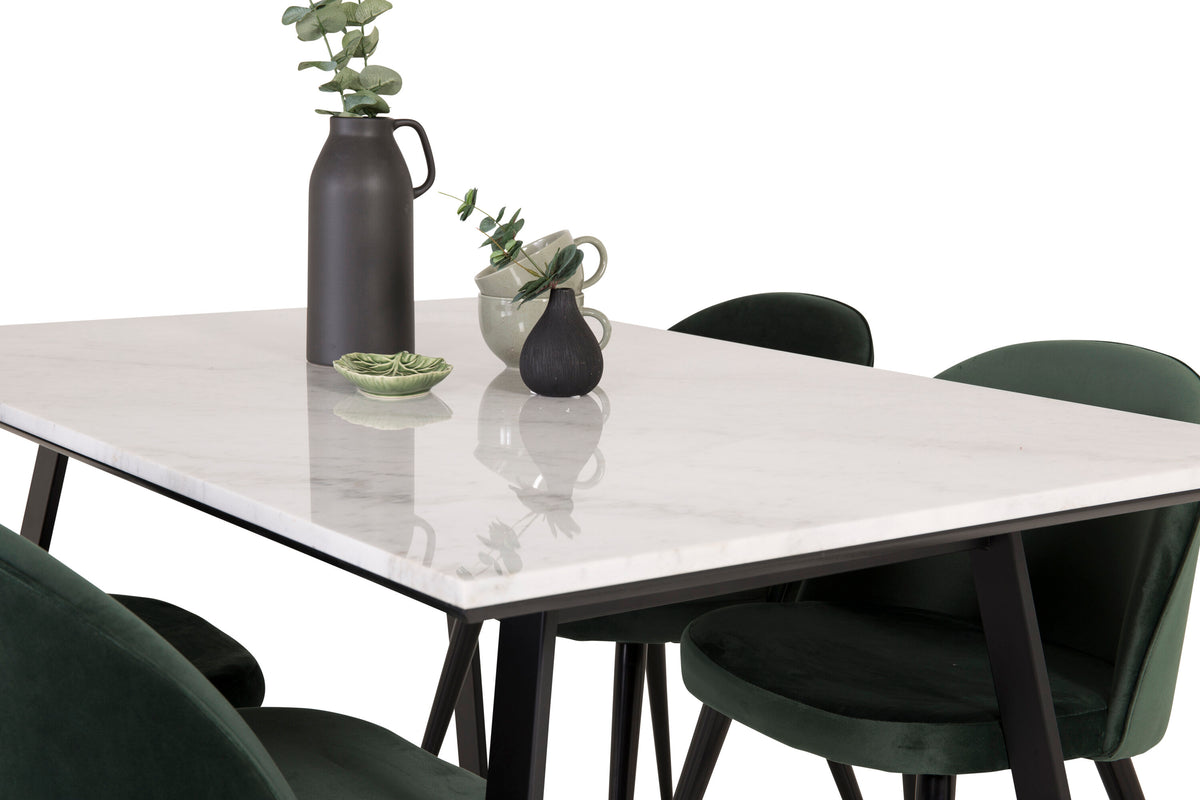 Estelle Matbord med Velvet Stolarna – Bord: 74,5x140x90 Stol: 57x76,5x50