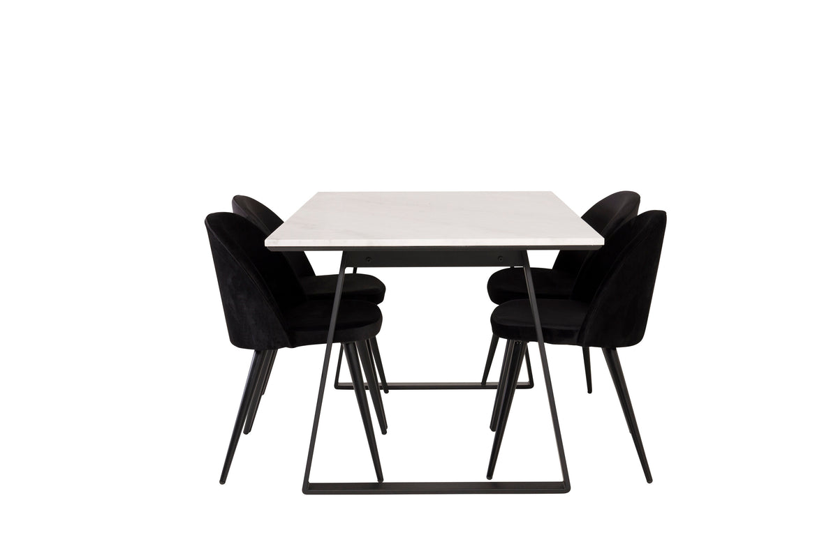 Estelle Matbord med Velvet Stolarna – Bord: 74,5x140x90 Stol: 57x76,5x50