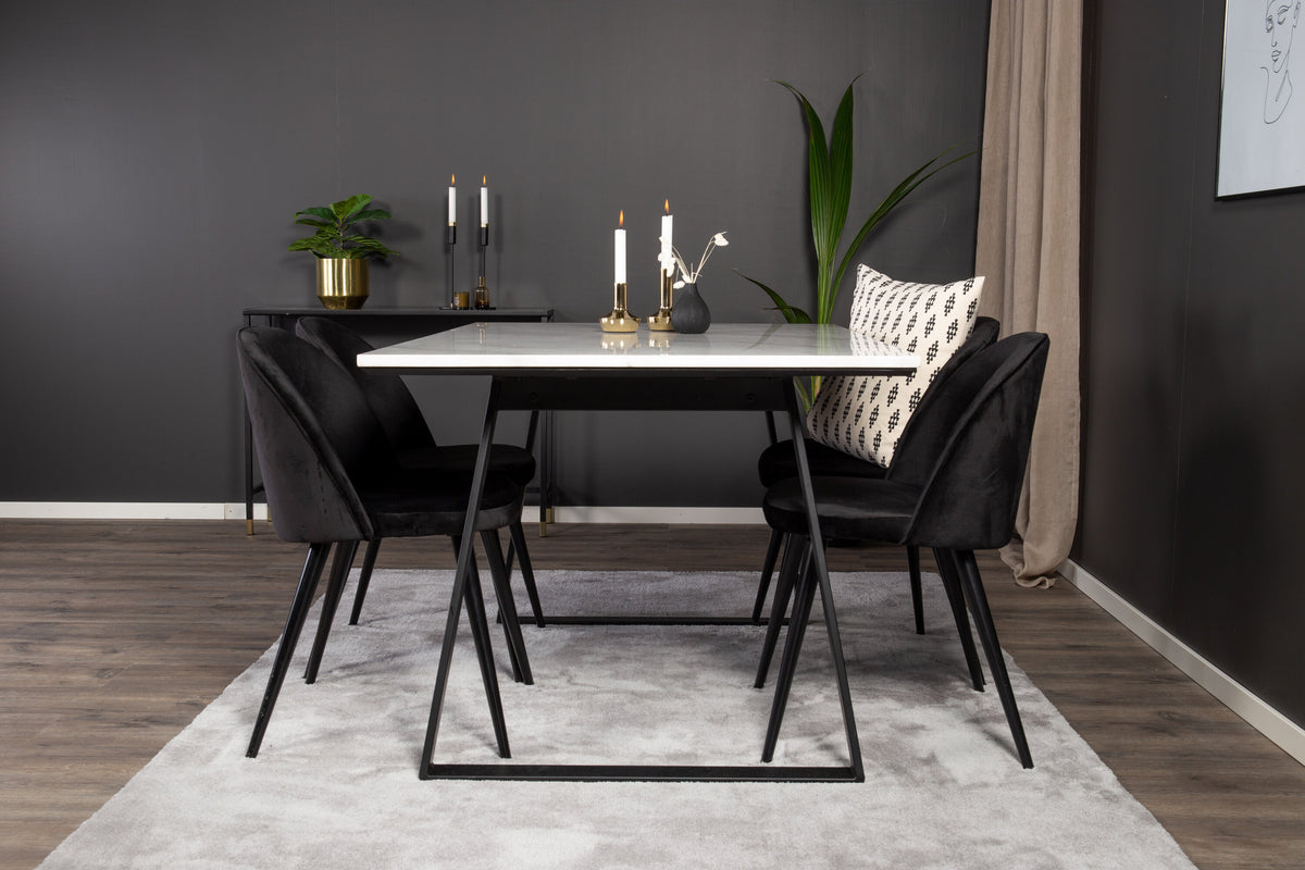 Estelle Matbord med Velvet Stolarna – Bord: 74,5x140x90 Stol: 57x76,5x50