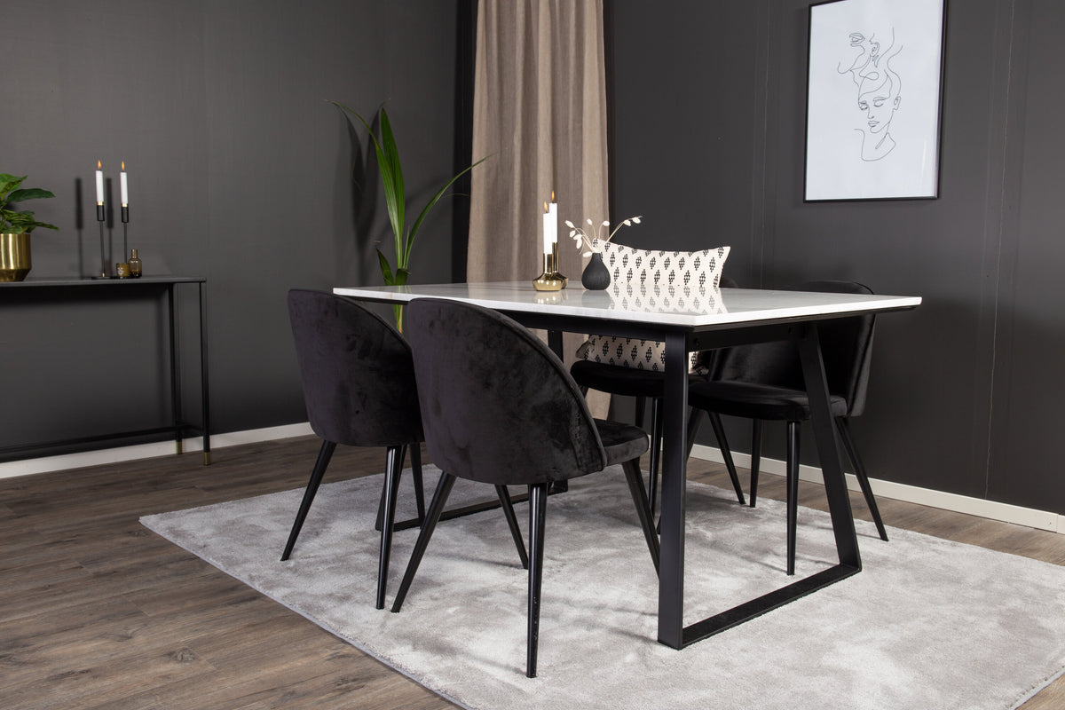 Estelle Matbord med Velvet Stolarna – Bord: 74,5x140x90 Stol: 57x76,5x50