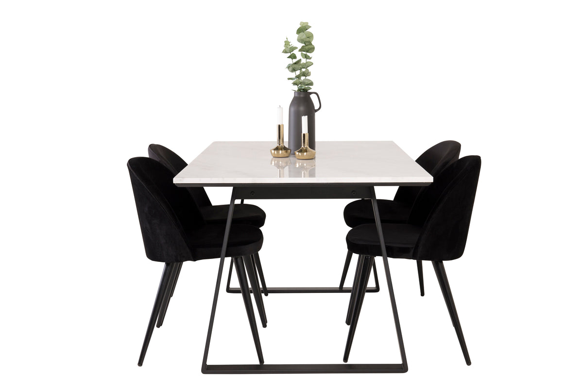 Estelle Matbord med Velvet Stolarna – Bord: 74,5x140x90 Stol: 57x76,5x50