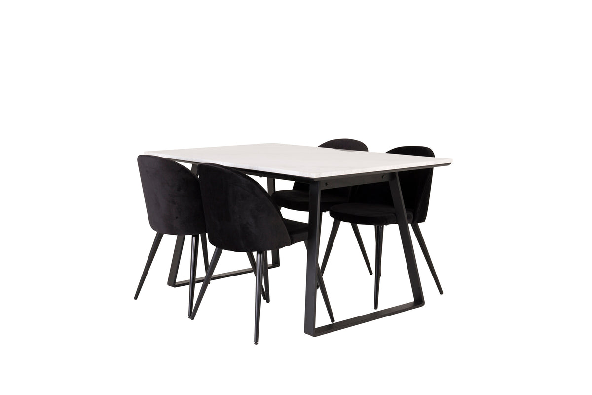 Estelle Matbord med Velvet Stolarna – Bord: 74,5x140x90 Stol: 57x76,5x50