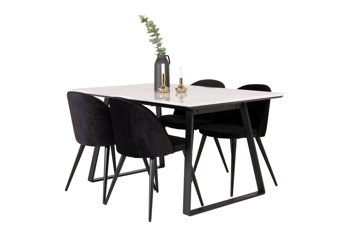 Estelle Matbord med Velvet Stolarna – Bord: 74,5x140x90 Stol: 57x76,5x50