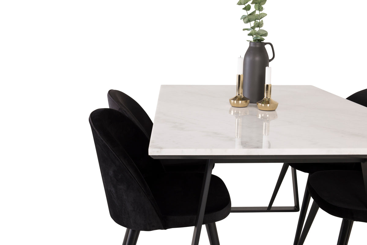 Estelle Matbord med Velvet Stolarna – Bord: 74,5x140x90 Stol: 57x76,5x50
