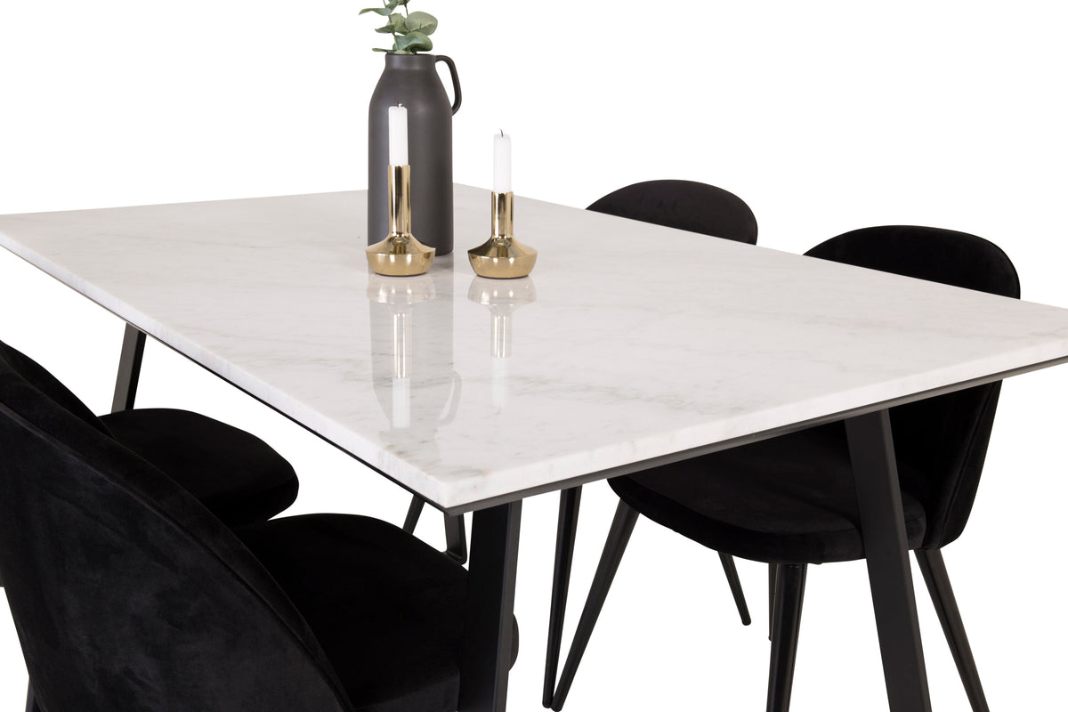 Estelle Matbord med Velvet Stolarna – Bord: 74,5x140x90 Stol: 57x76,5x50