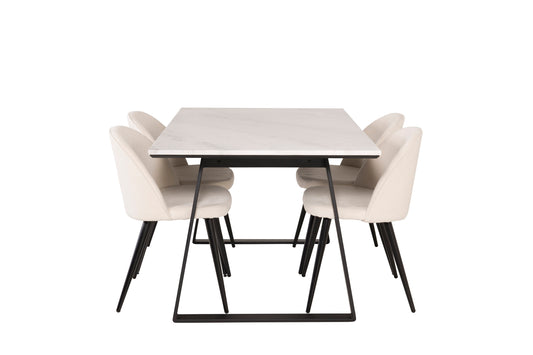 Estelle Matbord med Velvet Stolarna – Bord: 74,5x140x90 Stol: 57x76,5x50