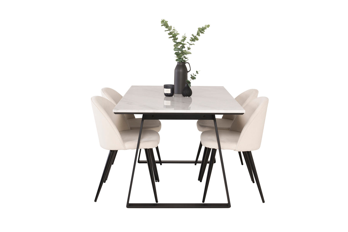 Estelle Matbord med Velvet Stolarna – Bord: 74,5x140x90 Stol: 57x76,5x50