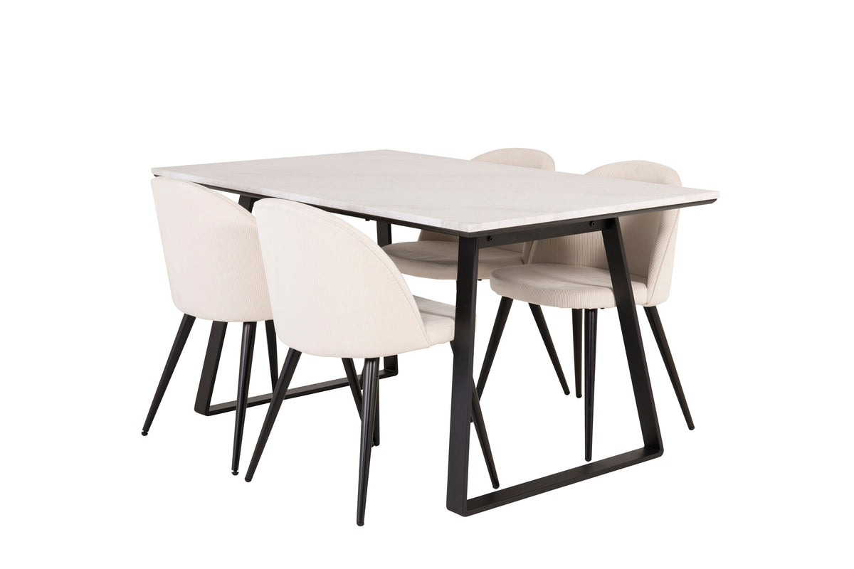 Estelle Matbord med Velvet Stolarna – Bord: 74,5x140x90 Stol: 57x76,5x50