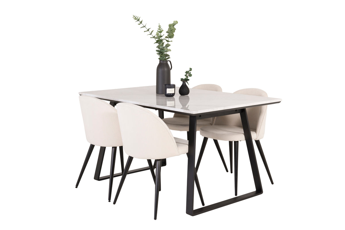 Estelle Matbord med Velvet Stolarna – Bord: 74,5x140x90 Stol: 57x76,5x50