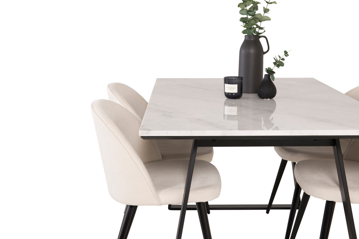 Estelle Matbord med Velvet Stolarna – Bord: 74,5x140x90 Stol: 57x76,5x50