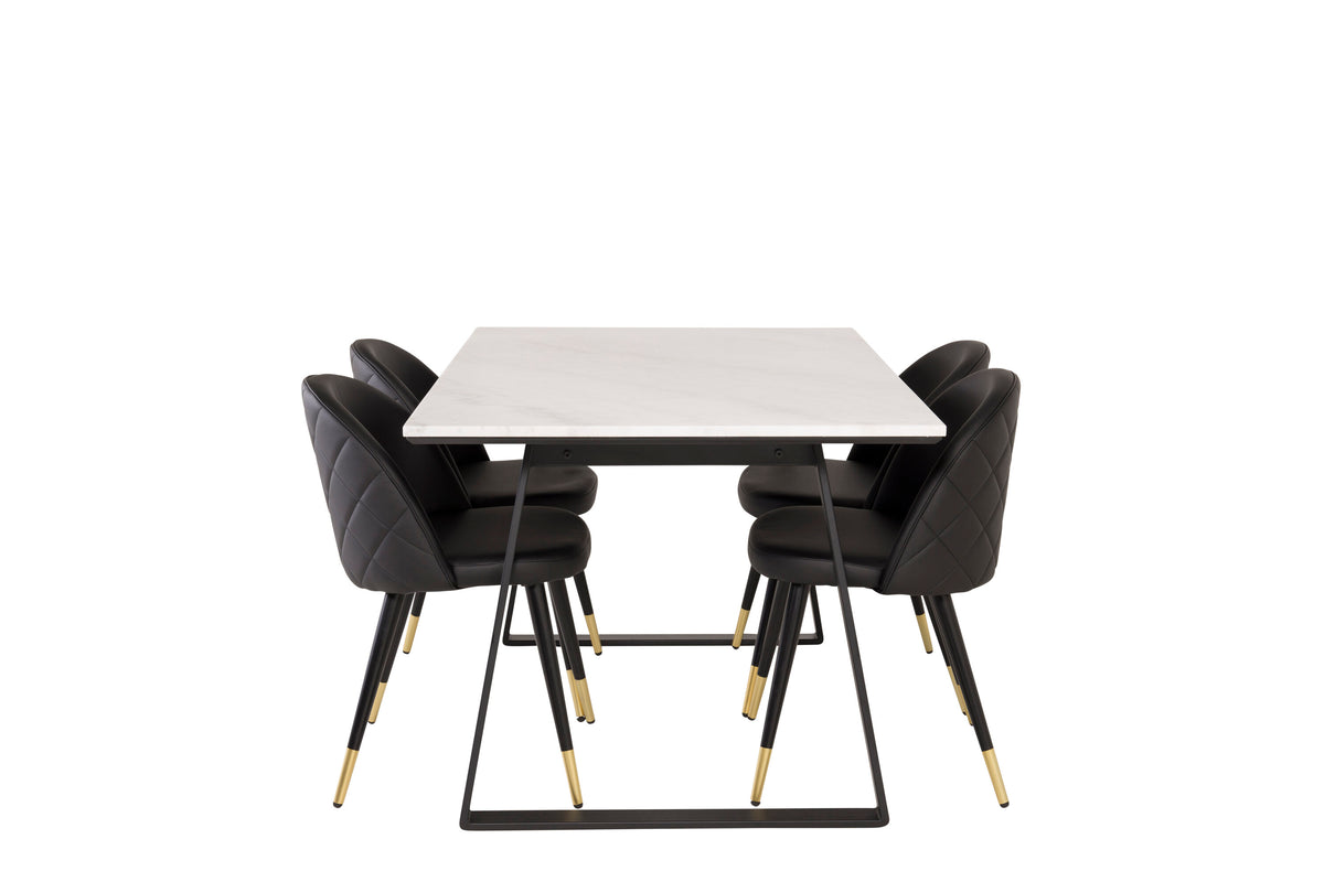 Estelle Matbord med Velvet Stolarna – Bord: 74,5x140x90 Stol: 57x76,5x50