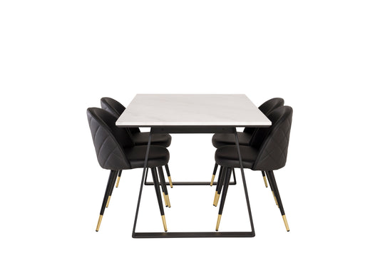 Estelle Matbord med Velvet Stolarna – Bord: 74,5x140x90 Stol: 57x76,5x50