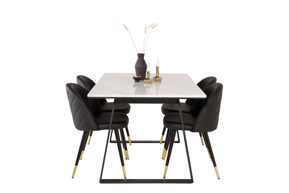 Estelle Matbord med Velvet Stolarna – Bord: 74,5x140x90 Stol: 57x76,5x50