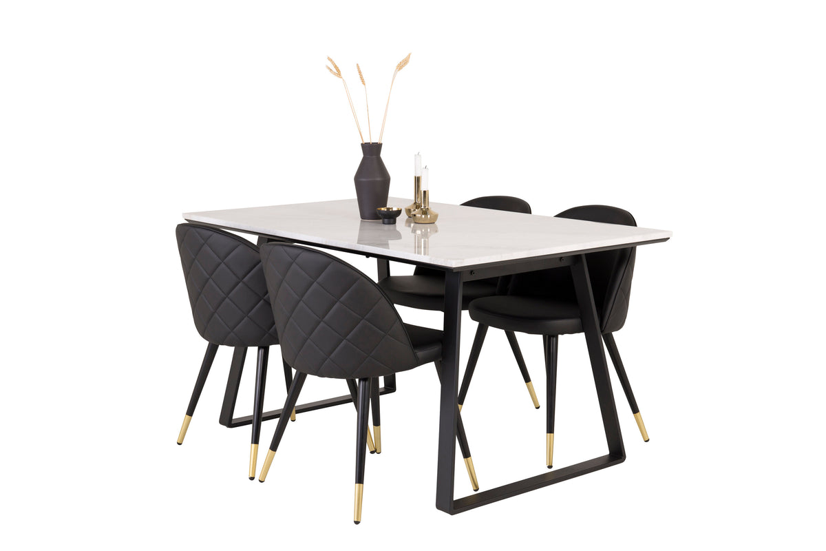 Estelle Matbord med Velvet Stolarna – Bord: 74,5x140x90 Stol: 57x76,5x50