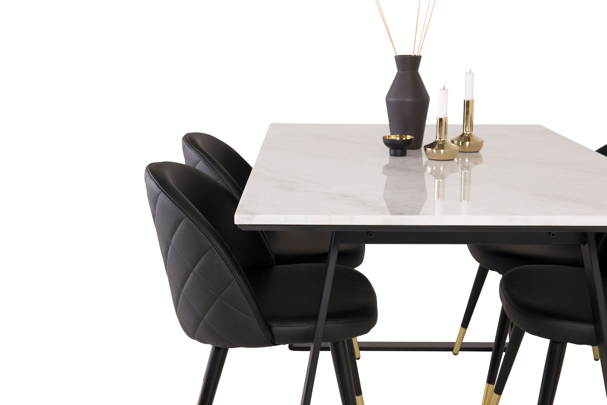 Estelle Matbord med Velvet Stolarna – Bord: 74,5x140x90 Stol: 57x76,5x50