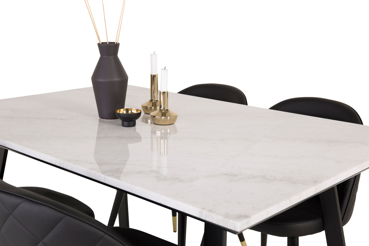 Estelle Matbord med Velvet Stolarna – Bord: 74,5x140x90 Stol: 57x76,5x50