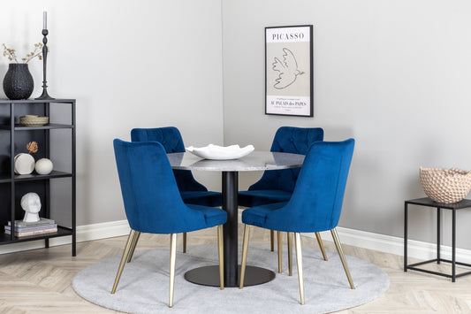 Razzia Matbord med Velvet Deluxe Stolarna – Bord: ⌀106 Stol: 66x88,5x50
