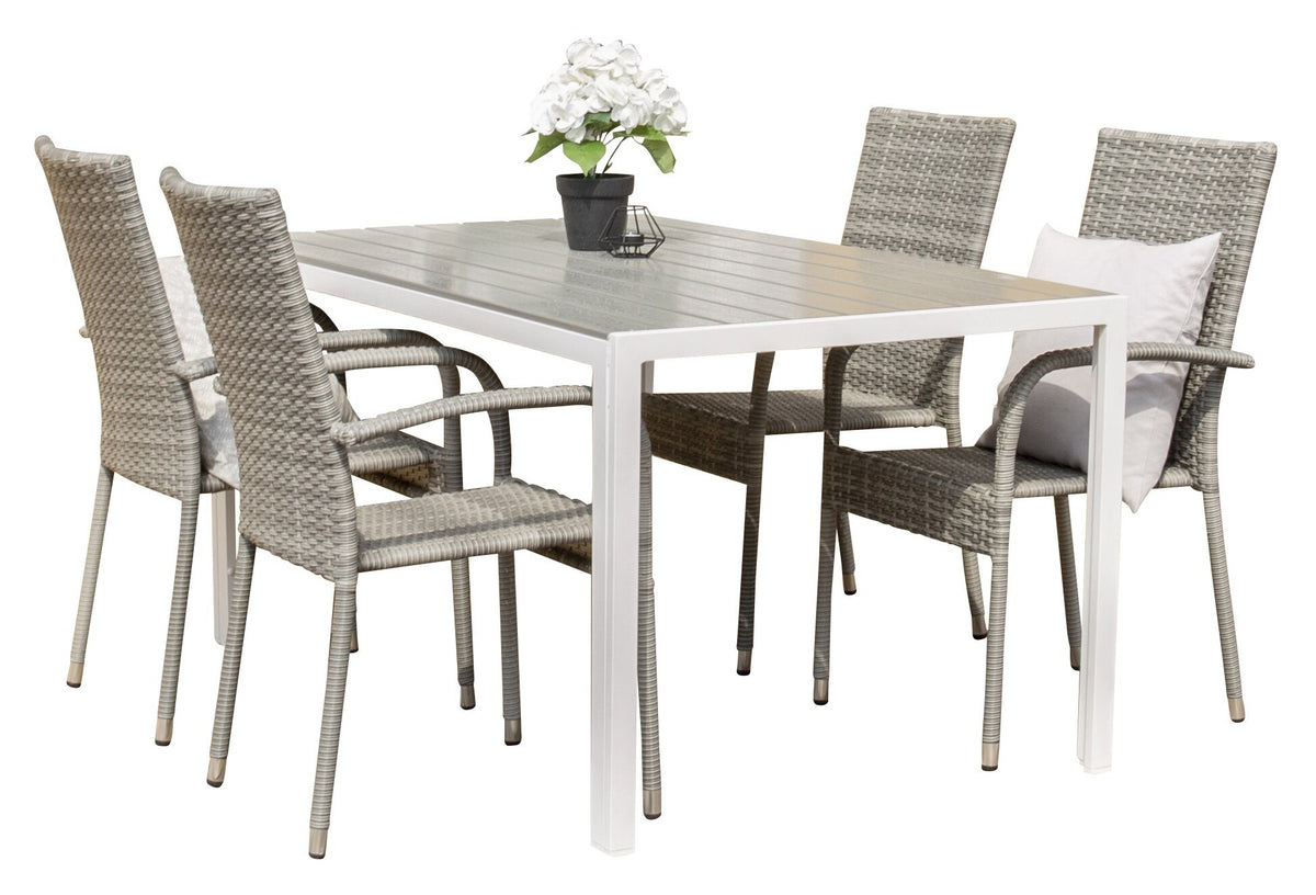 Break Matbord med Anna Stolarna – Bord: 74x205x90 Stol: 62x96x55
