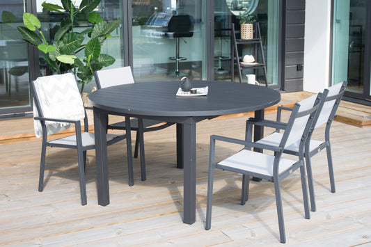 Marbella Matbord med Copacabana Stolarna – Bord: ⌀140 Stol: 60,5x88x60