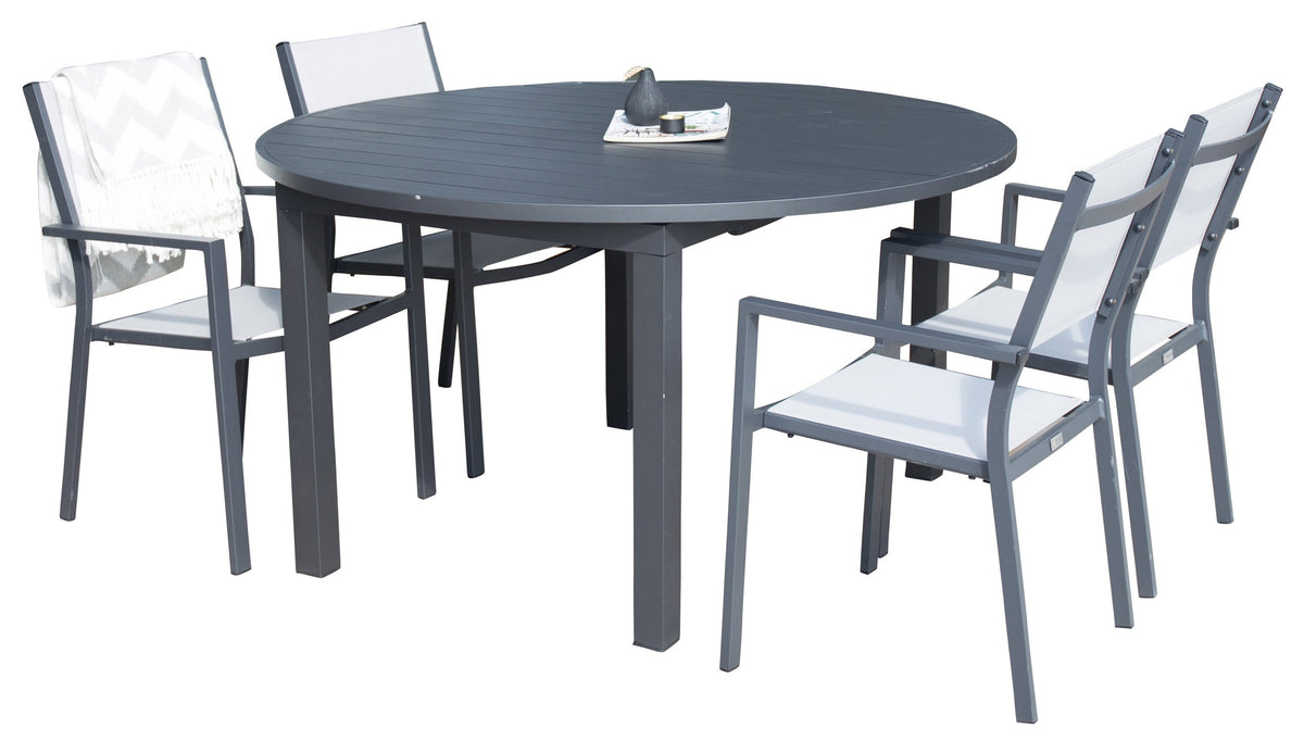 Marbella Matbord med Copacabana Stolarna – Bord: ⌀140 Stol: 60,5x88x60