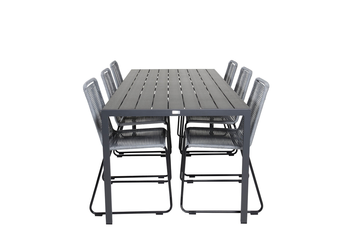 Break Matbord med Lindos Stolarna – Bord: 74x205x90 Stol: 59x85,5x59