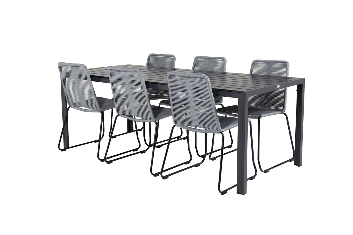 Break Matbord med Lindos Stolarna – Bord: 74x205x90 Stol: 59x85,5x59