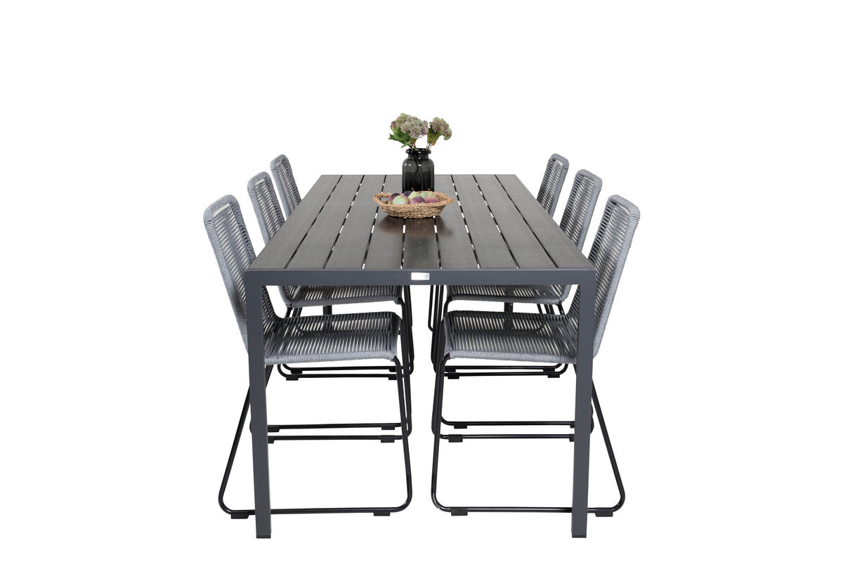 Break Matbord med Lindos Stolarna – Bord: 74x205x90 Stol: 59x85,5x59