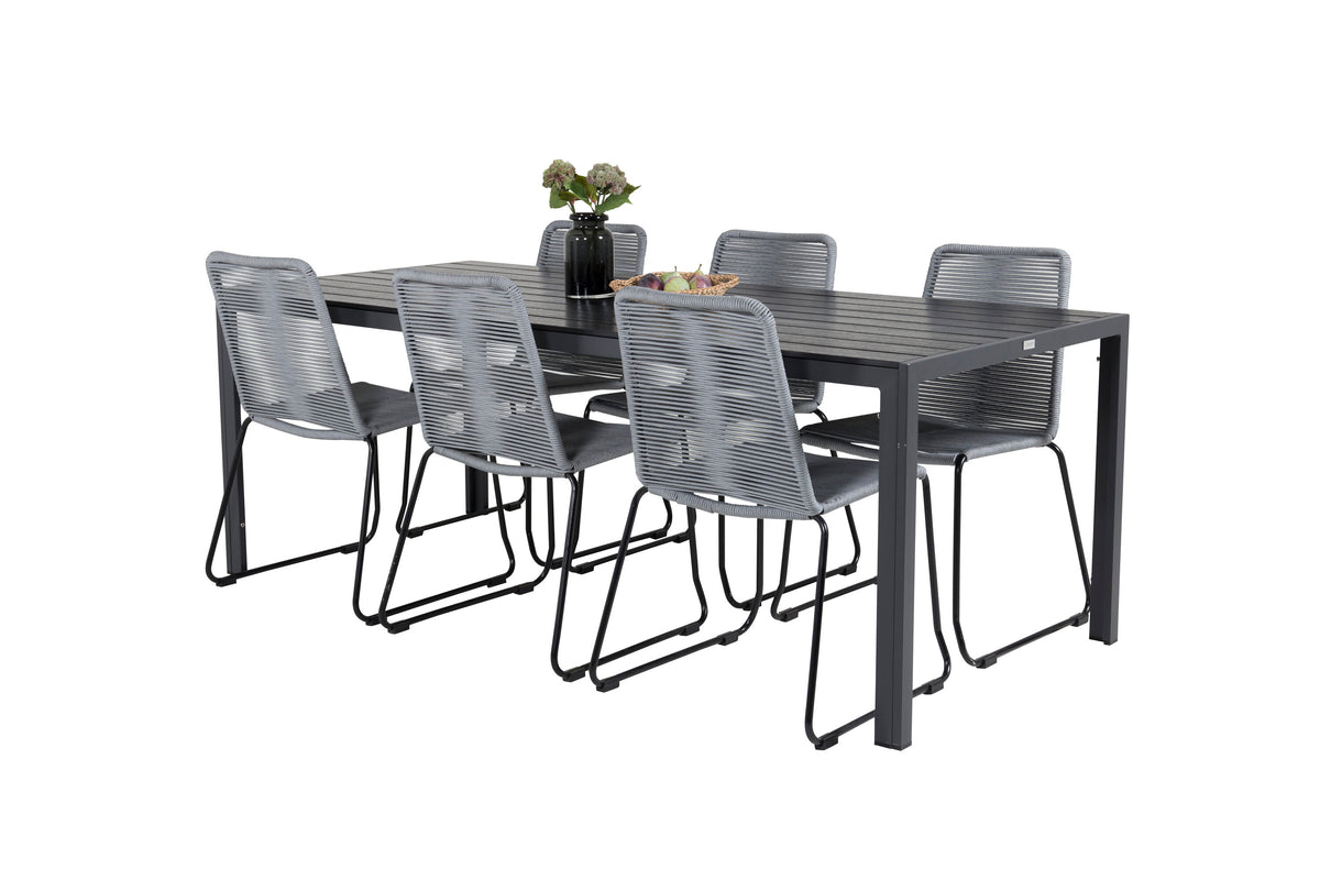 Break Matbord med Lindos Stolarna – Bord: 74x205x90 Stol: 59x85,5x59