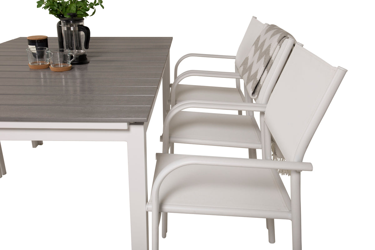 Levels Matbord med Santorini Stolarna – Bord: 75x160x100 Stol: 58x89x56